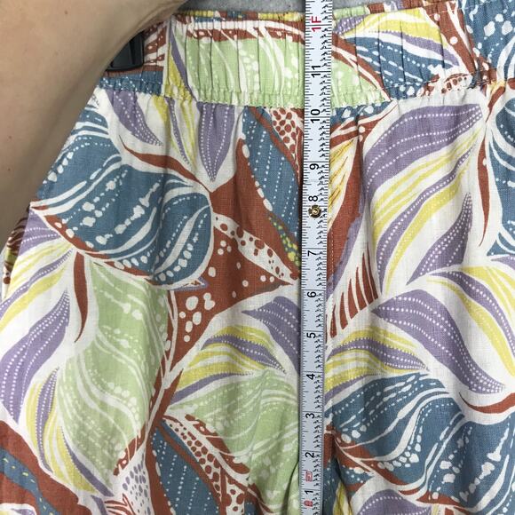 C&C California Pants Womens Medium Linen Wide Leg Crop Flowy High Rise Tropical - Picture 6 of 11